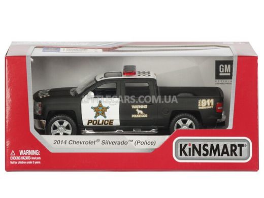 Іграшкова металева машинка Kinsmart Chevrolet Silverado 2014 Police чорний матовий KT5381WPMBL фото