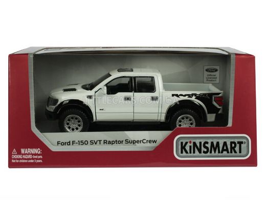 Іграшкова металева машинка Kinsmart Ford F-150 SVT Raptor Super Crew білий KT5365WW фото