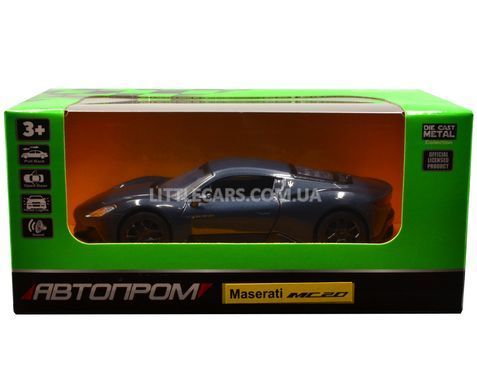 Іграшкова металева машинка Maserati MC20 2021 1:33 Автопром 68734 сіра 68734G фото