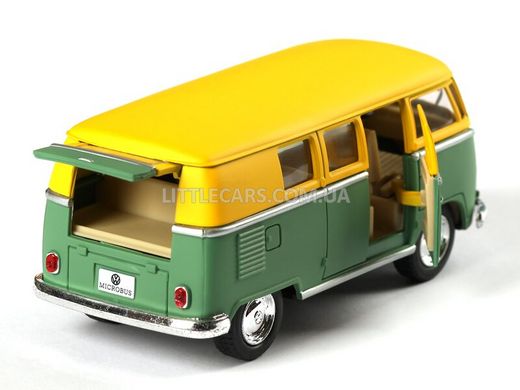 Металлическая модель машины Kinsmart Volkswagen Classical Bus 1962 зелено-желтый матовый KT5060WMGN фото