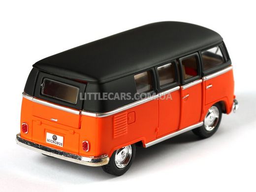Іграшкова металева машинка Kinsmart Volkswagen Classical Bus 1962 помаранчево-чорний матовий KT5060WMBL фото