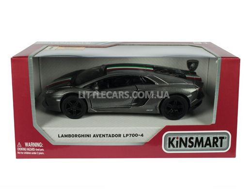 Іграшкова металева машинка Kinsmart Lamborghini Aventador LP700-4 сірий з наклейкою KT5355WFG фото