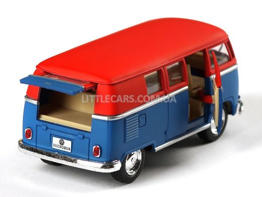 Іграшкова металева машинка Kinsmart Volkswagen Classical Bus 1962 синьо-червоний матовий KT5060WMB фото