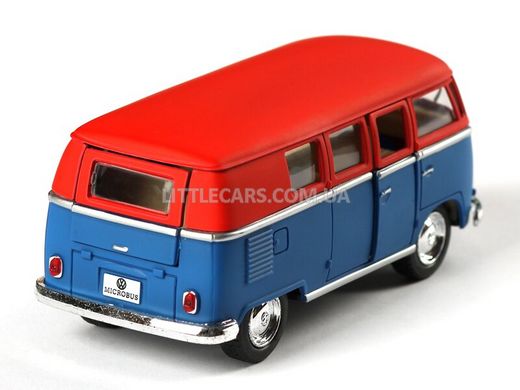 Іграшкова металева машинка Kinsmart Volkswagen Classical Bus 1962 синьо-червоний матовий KT5060WMB фото