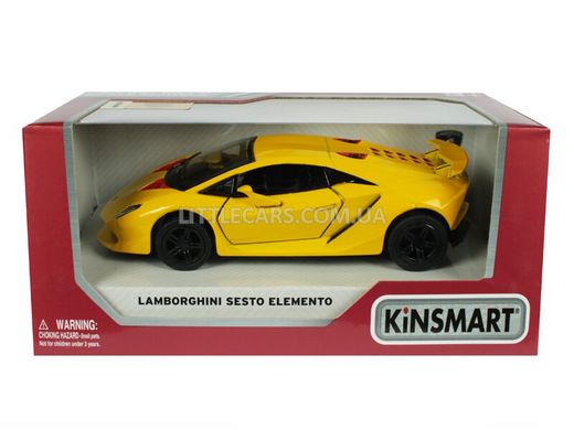 Іграшкова металева машинка Kinsmart Lamborghini Sesto Elemento жовта KT5359WY фото