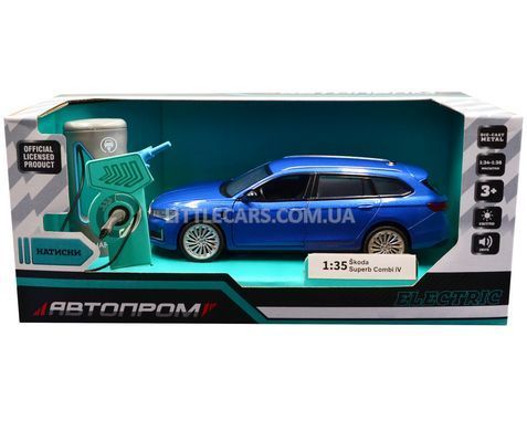 Іграшкова машинка Skoda Superb Combi 1:36 з зарядною станцією Автопром 68744 синя 68744B фото