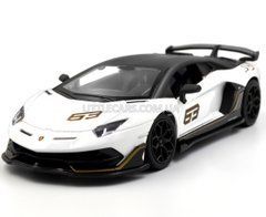 Металева модель машини Lamborghini Aventador SVJ Автопром 68269A 1:24 біла 68269AW фото