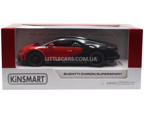 Игрушечная металлическая машинка Bugatti Chiron Super Sport 1:36 Kinsmart KT5423W черно-красная KT5423WR фото