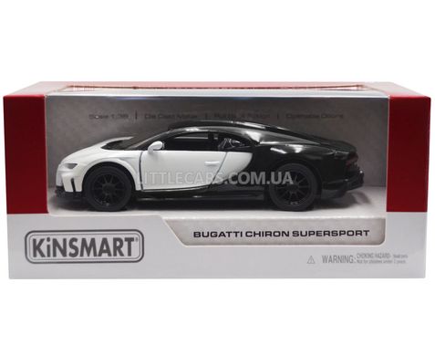 Игрушечная металлическая машинка Bugatti Chiron Super Sport 1:36 Kinsmart KT5423W черно-белая KT5423WW фото