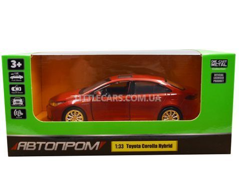 Іграшкова металева машинка Toyota Corolla Hybrid 68432 Автопром 1:33 червоний коралл 68432CR фото