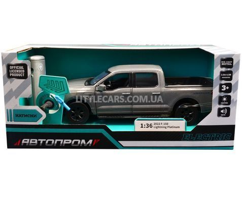 Іграшкова машинка Ford F-150 Lightning 1:36 з зарядною станцією Автопром 68726 сірий 68726G фото