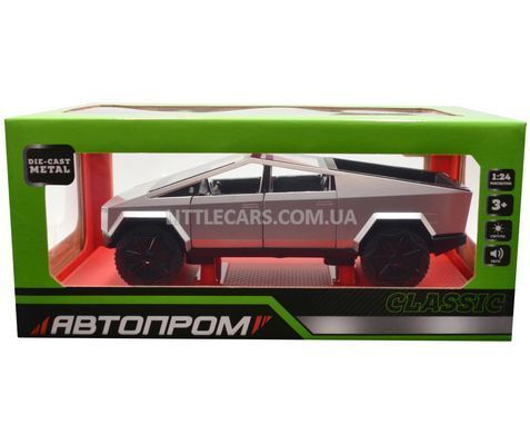 Іграшкова машинка Tesla Cybertruck 1:24 Автопром AP7725 світло-сіра AP7725LG фото