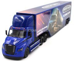 Іграшкова модель вантажівки Freightliner eCascadia з причепом 1:64 Kinsmart KT1303W синя KT1303WB фото