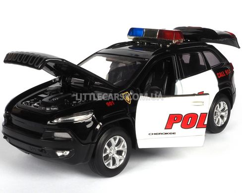 Іграшкова металева машинка Автопром Jeep Cherokee Police 1:34 чорний 68425PBL фото