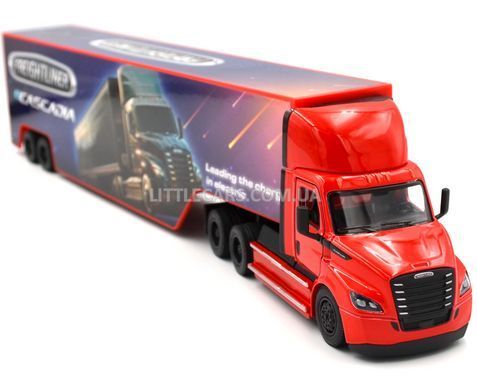 Іграшкова модель вантажівки Freightliner eCascadia з причепом 1:64 Kinsmart KT1303W червона KT1303WR фото