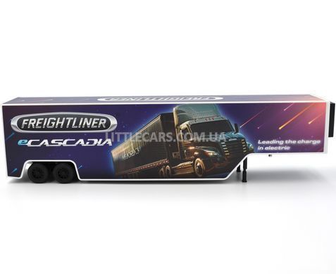 Іграшкова модель вантажівки Freightliner eCascadia з причепом 1:64 Kinsmart KT1303W біла KT1303WW фото