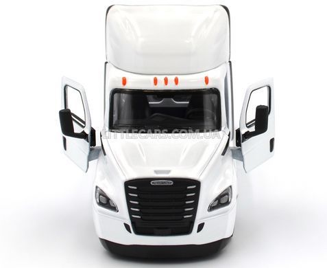 Іграшкова модель вантажівки Freightliner eCascadia з причепом 1:64 Kinsmart KT1303W біла KT1303WW фото
