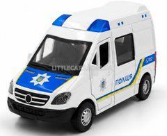 Іграшкова металева машинка Mercedes-Benz Sprinter службовий автомобіль поліція України 1:48 Автопром AP7545 білий AP7542 фото
