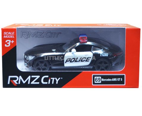 Поліцейська металева машинка Mercedes-Benz AMG GT 2017 1:38 RMZ City 554988 чорний 554988P фото
