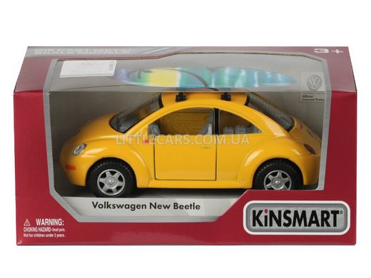 Модель машины Kinsmart Volkswagen New Beetle желтый с доской для серфинга KT5028WSY фото