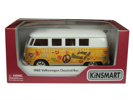 Іграшкова металева машинка Kinsmart Volkswagen Classical Bus 1962 жовтий з наклейкою KT5060WFY фото