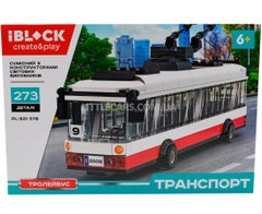 Конструктор троллейбус IBLOCK PL-921-377 серия Транспорт 273 детали бело-красный PL-921-378 фото