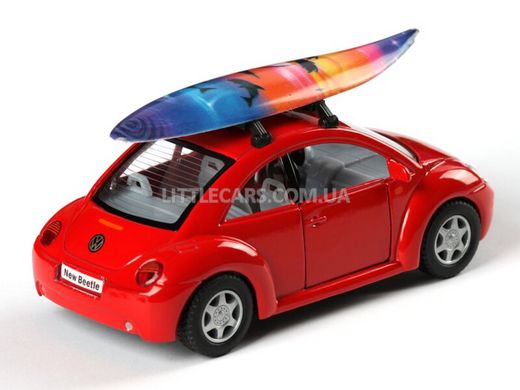 Модель машины Kinsmart Volkswagen New Beetle красный с доской для серфинга KT5028WSR фото