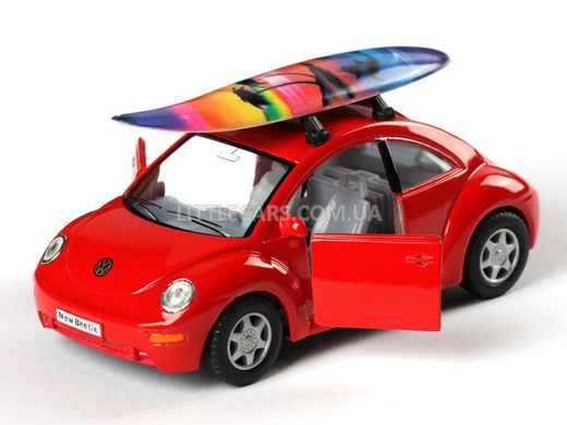 Іграшкова металева машинка Kinsmart Volkswagen New Beetle червоний з дошкою для серфінгу KT5028WSR фото