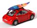 Модель машины Kinsmart Volkswagen New Beetle красный с доской для серфинга KT5028WSR фото 3