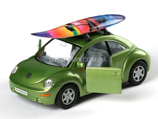 Модель машины Kinsmart Volkswagen New Beetle зеленый с доской для серфинга KT5028WSGN фото