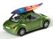 Модель машины Kinsmart Volkswagen New Beetle зеленый с доской для серфинга KT5028WSGN фото 3