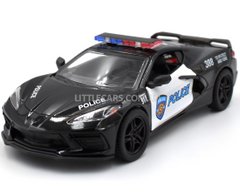 Полицейская металлическая машинка Chevrolet Corvette 2021 1:36 Kinsmart KT5432W KT5432WP фото