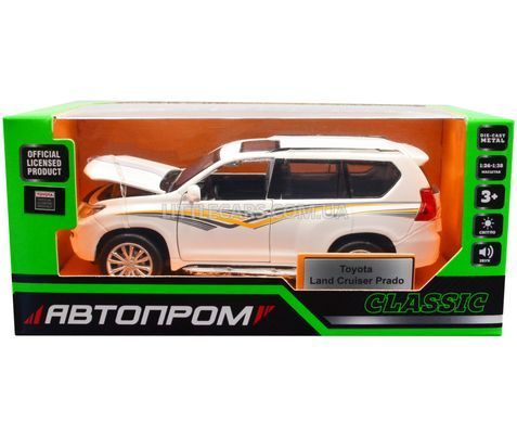 Іграшкова машинка Toyota Land Cruiser Prado 1:32 Автопром 68482 біла 68482W фото
