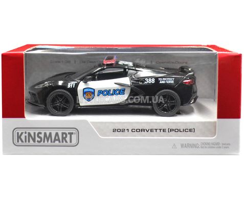Поліцейська металева машинка Chevrolet Corvette 2021 1:36 Kinsmart KT5432W KT5432WP фото