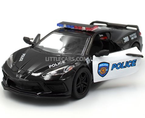 Поліцейська металева машинка Chevrolet Corvette 2021 1:36 Kinsmart KT5432W KT5432WP фото
