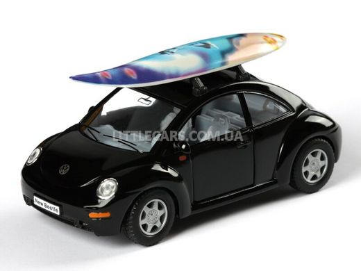 Іграшкова металева машинка Kinsmart Volkswagen New Beetle чорний з дошкою для серфінгу KT5028WSBL фото