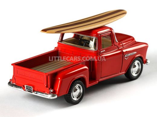 Іграшкова металева машинка Kinsmart Chevrolet Chevy Stepside Pick-UP червоний з дошкою для серфингу KT5330WS1R фото