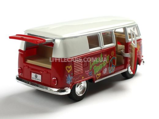 Металлическая модель машины Kinsmart Volkswagen Classical Bus 1962 красный с наклейкой KT5060WFR фото