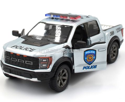Полицейская металлическая машинка Ford F-150 Raptor 2022 1:46 Kinsmart KT5436W серый KT5436WPR фото
