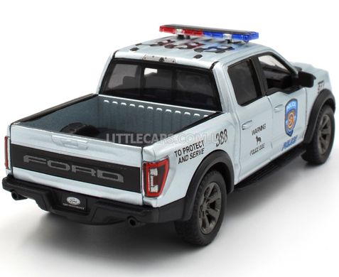 Поліцейська металева машинка Ford F-150 Raptor 2022 1:46 Kinsmart KT5436W сірий KT5436WPR фото