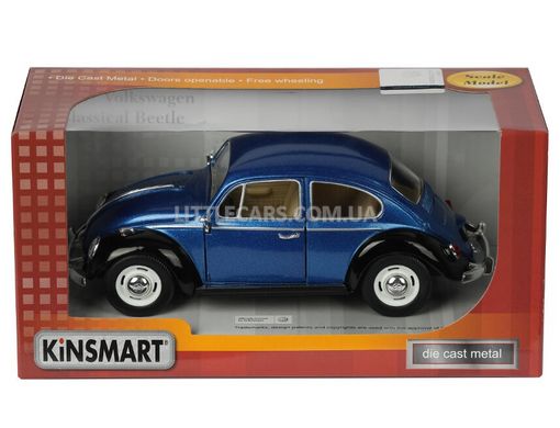 Іграшкова металева машинка Kinsmart Volkswagen Classical Beetle 1967 1:24 синьо-чорний KT7002WEB фото