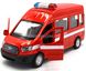 Пожарная модель машины Ford Transit Fire Dept 1:52 Автопром 4373 красный 4373F фото 2
