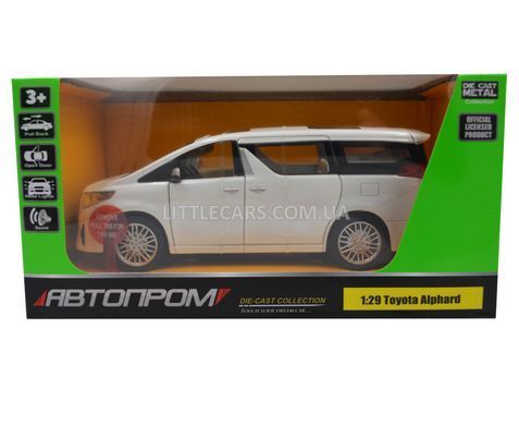 Іграшкова металева машинка Автопром 68481 Toyota Alphard 1:29 біла 68481W фото