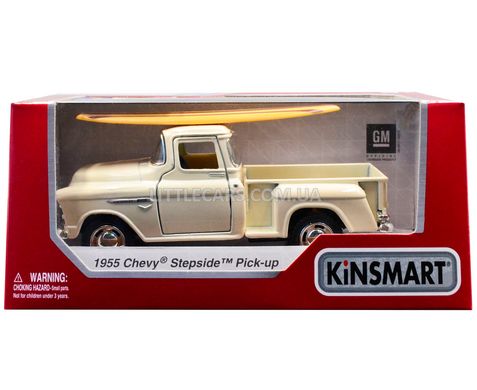 Іграшкова металева машинка Kinsmart Chevrolet Chevy Stepside Pick-UP білий з дошкою для серфингу KT5330WS1W фото