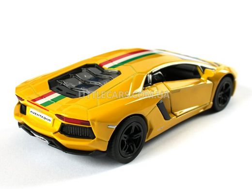 Іграшкова металева машинка Kinsmart Lamborghini Aventador LP700-4 жовтий з наклейкою KT5355WFY фото