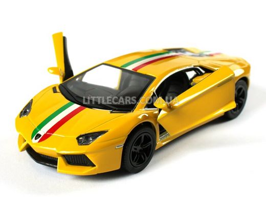 Іграшкова металева машинка Kinsmart Lamborghini Aventador LP700-4 жовтий з наклейкою KT5355WFY фото