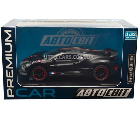 Іграшкова металева машинка Bugatti Divo 1:32 Автосвіт AP-1998 чорний напівматовий AP-1998BL фото