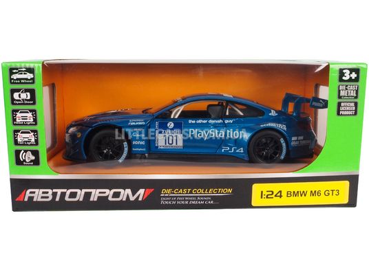 Іграшкова металева машинка Автопром 68255 BMW M6 GT3 Gran Turismo 1:24 синя 68255BNEW фото