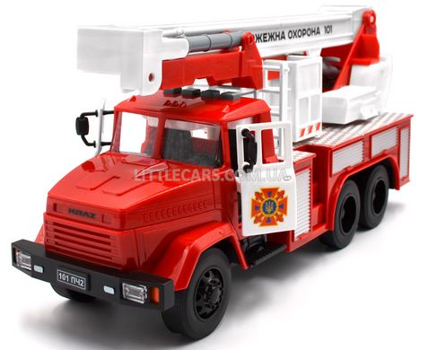 Іграшкова пожежна машина КРАЗ KR-2202-09 Автопром 1:16 з білим підйомником KR-2202-09 фото