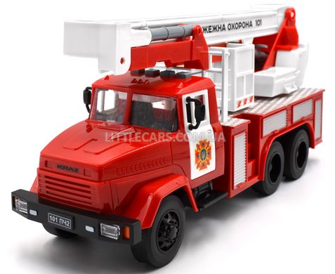 Іграшкова пожежна машина КРАЗ KR-2202-09 Автопром 1:16 з білим підйомником KR-2202-09 фото